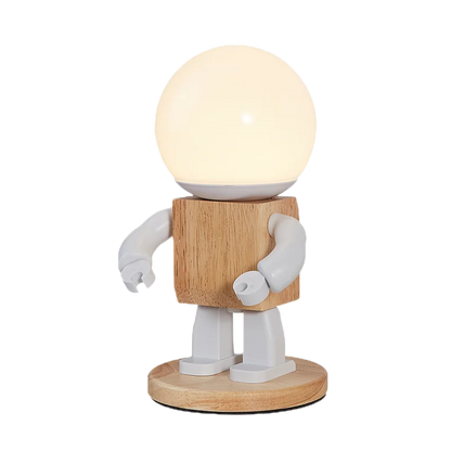 Lampe de Chevet Robot en Bois Original