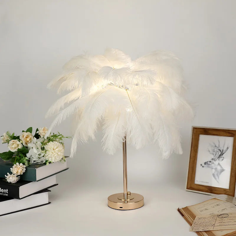 Lampe de chevet Plumes Tactile LED