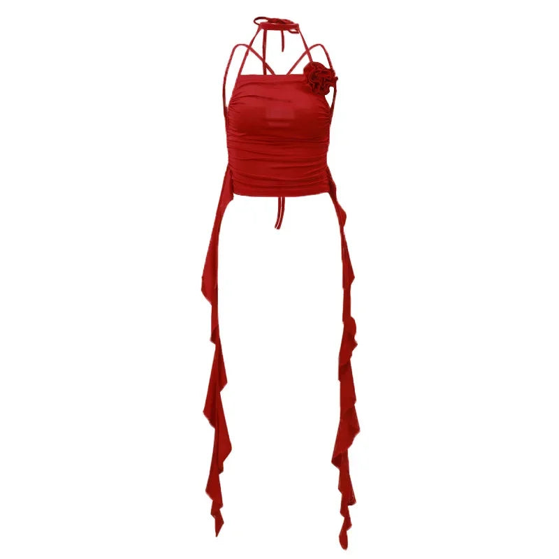 Femme crop top a frange