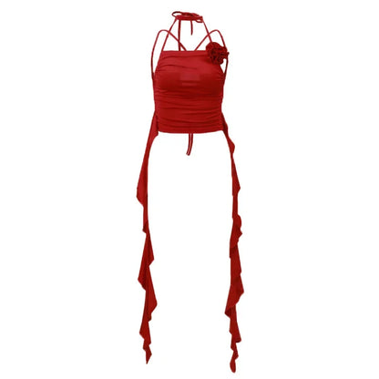Femme crop top a frange