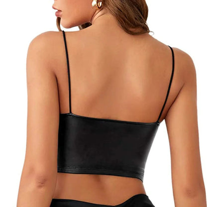 Black sleeveless crop top