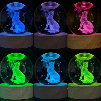 Lampe de chevet 3D Chat gravé au laser
