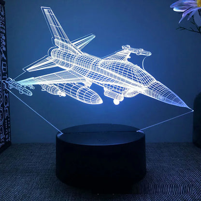 Lampe de chevet 3D LED Avion Bateau Fusée