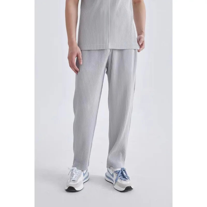 Pantalon plissé homme gris