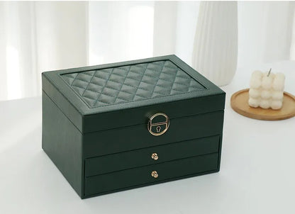 Grande Boîte à Bijoux en Cuir – Organisateur Multicouche Élégant, Rangement Sécurisé pour Bijoux