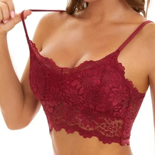 Crop top dentelle rouge