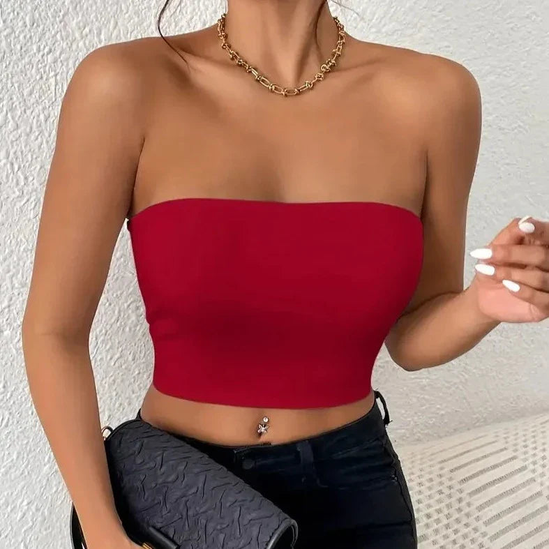 Femme crop top sans bretelle