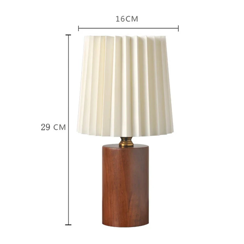 Lampe de Chevet Nordique Plissée en Bois