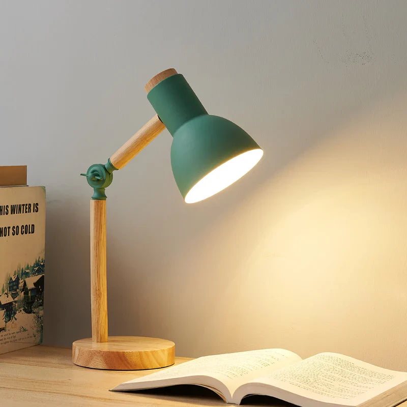 Lampe de chevet Nordique en Bois tête pivotante