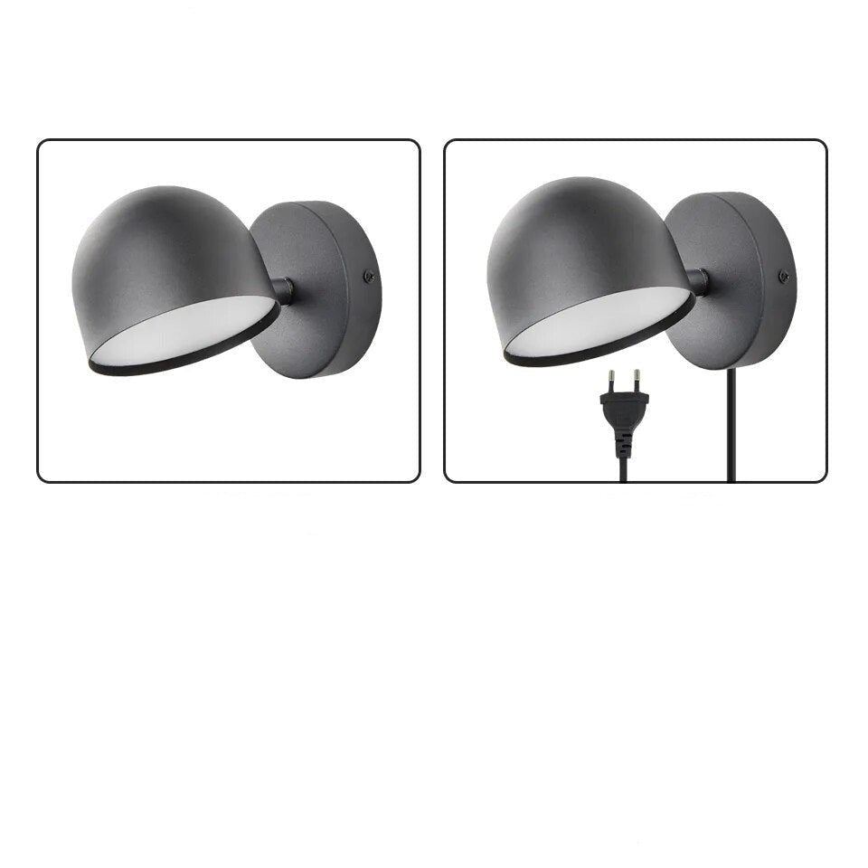 Lampe de chevet Murale Semi-Sphère Noir et Blanc