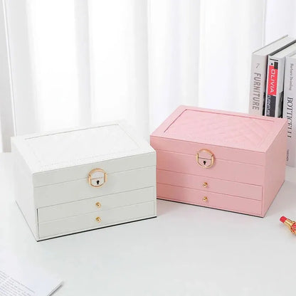 Grande Boîte à Bijoux en Cuir – Organisateur Multicouche Élégant, Rangement Sécurisé pour Bijoux