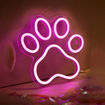 Lampe de Chevet Néon LED en Forme de Patte de Chien