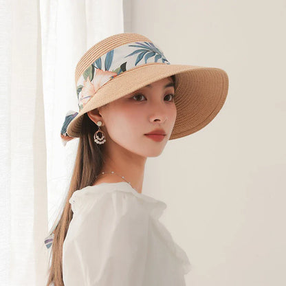 Chapeau de Paille à Larges Bords – Ruban Fleuri Tropical
