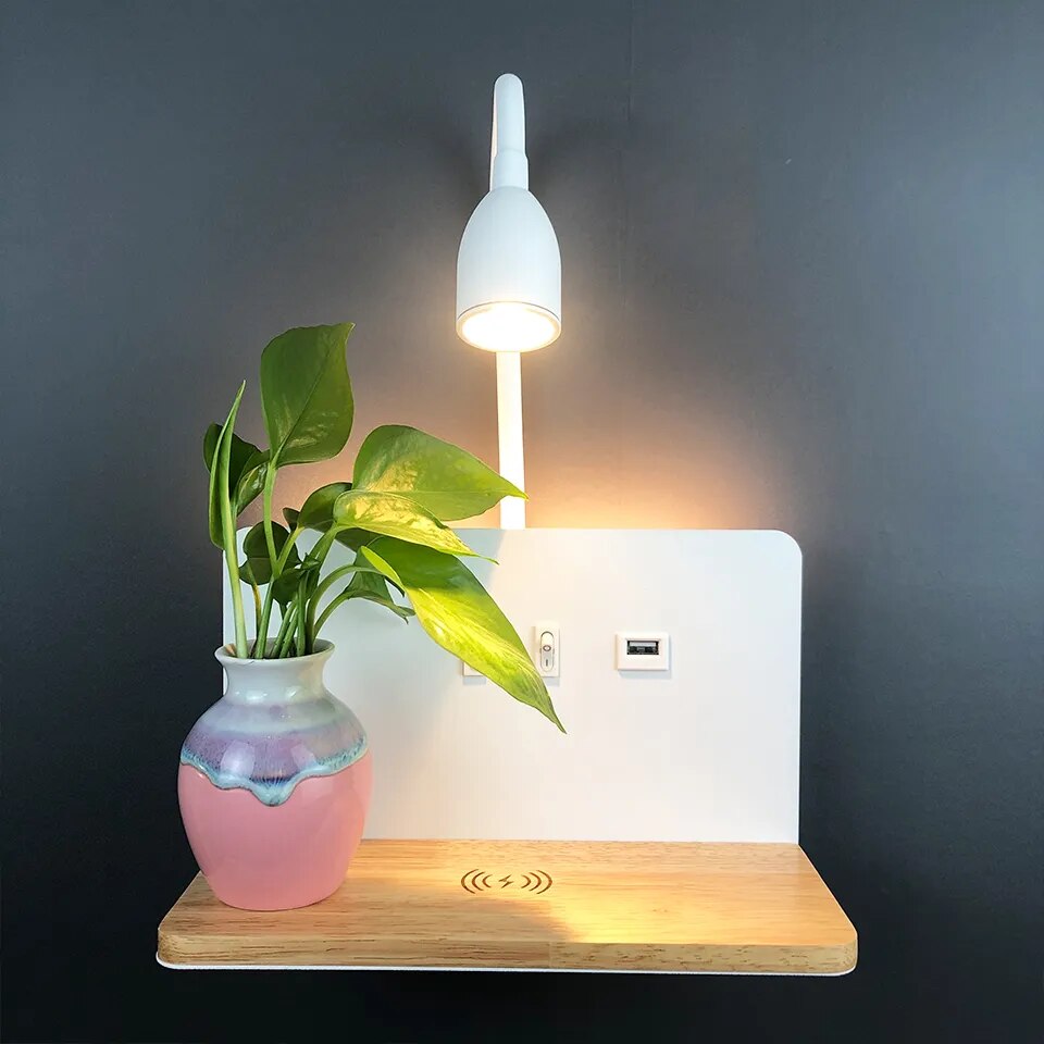 Lampe de chevet Murale Tactile avec Chargeur de Téléphone