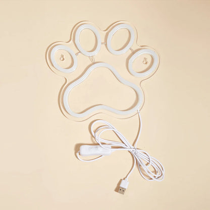 Lampe de Chevet Néon LED en Forme de Patte de Chien