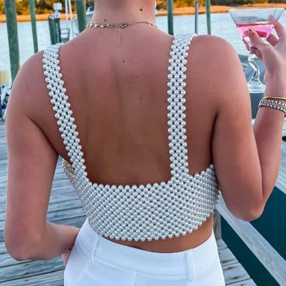 Crop top perlé
