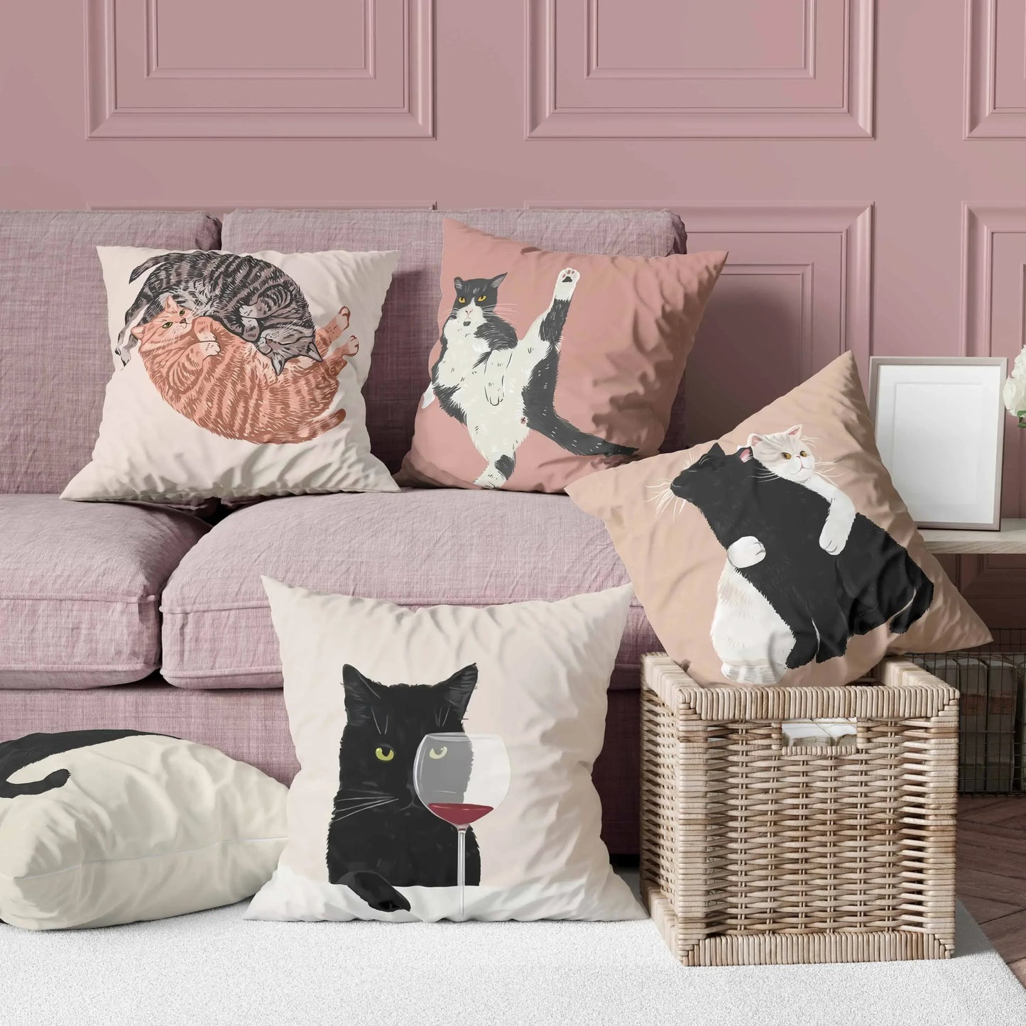 Housse coussin animaux chat drôle