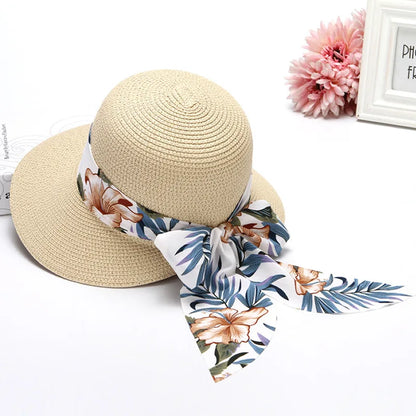 Chapeau de Paille à Larges Bords – Ruban Fleuri Tropical