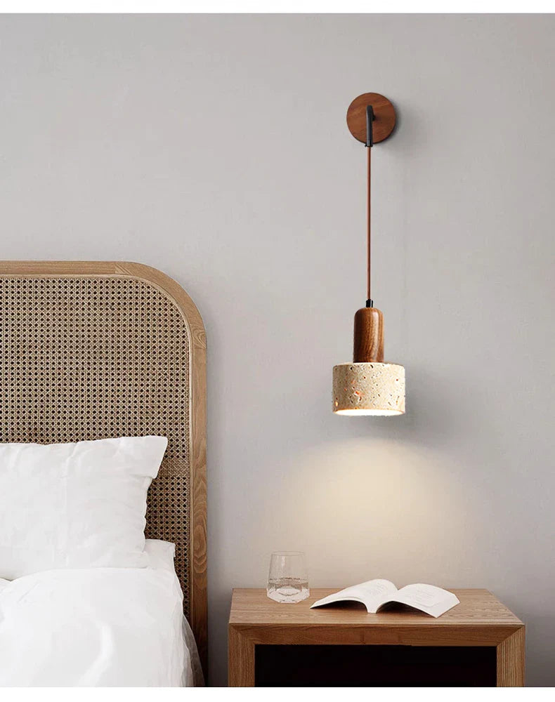 Lampe de chevet Murale Ajustable en Marbre Travertin
