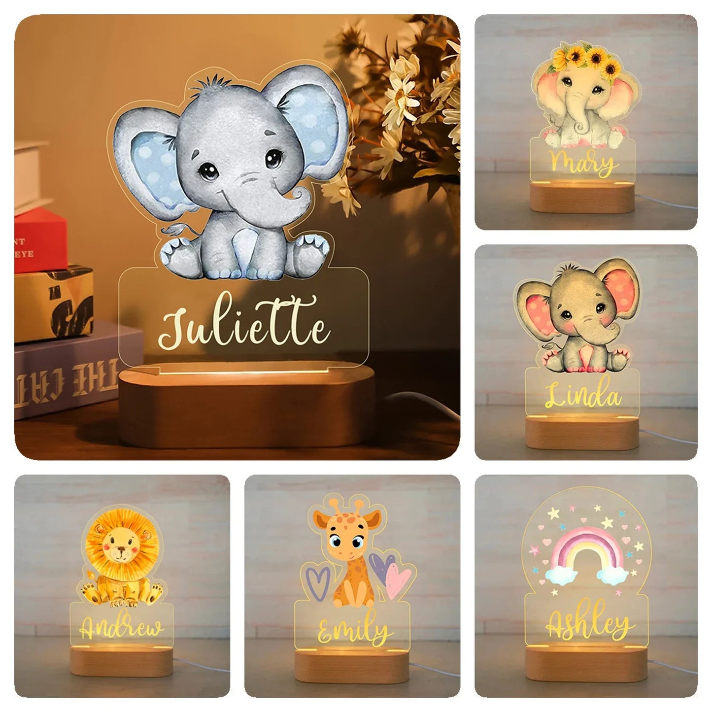 Lampe de Chevet Personnalisée Animaux pour Enfants
