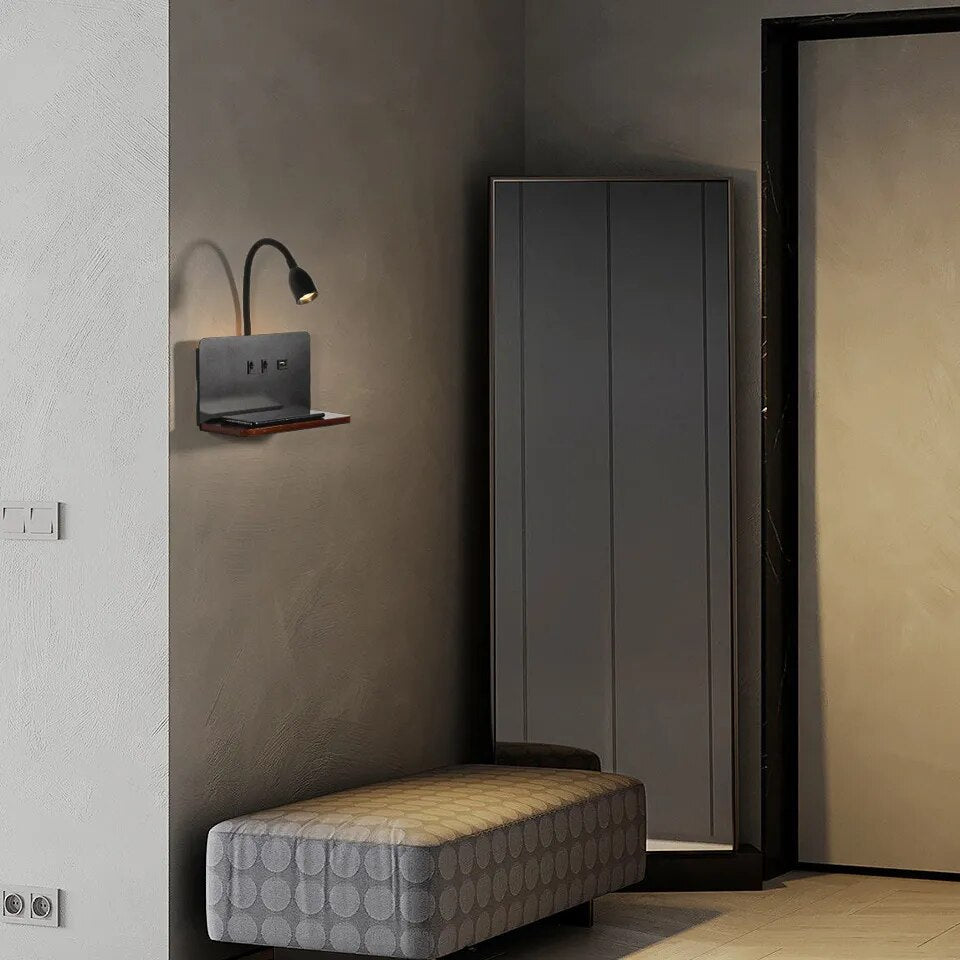 Lampe de chevet Murale Tactile avec Chargeur de Téléphone