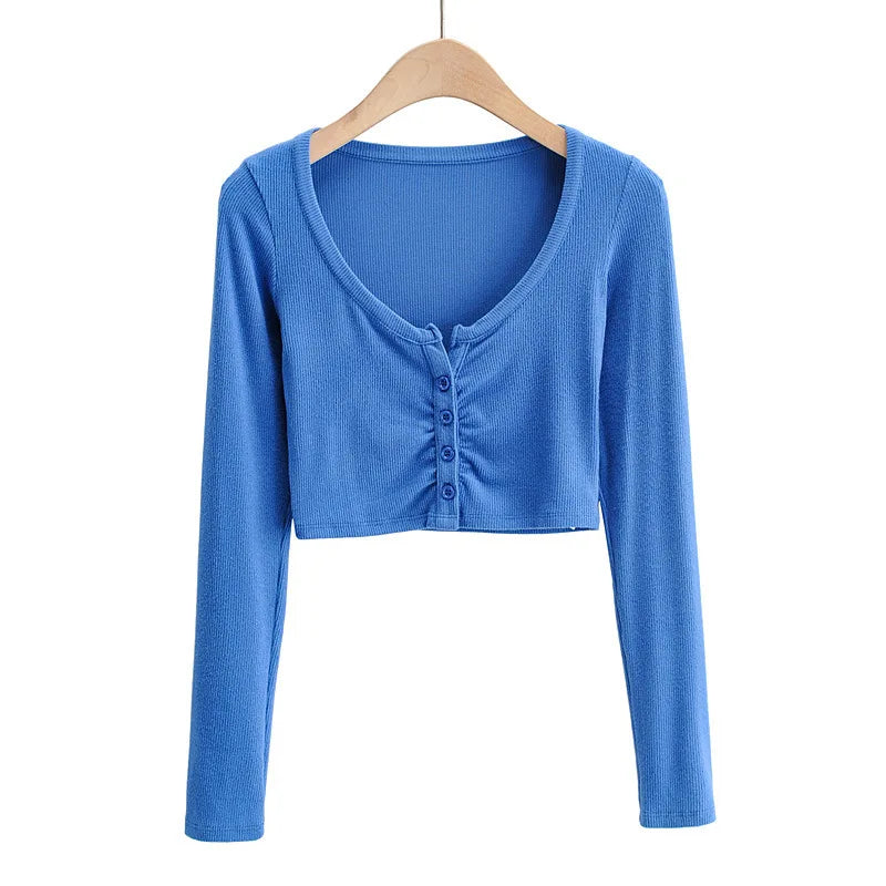 Crop top bouton femme