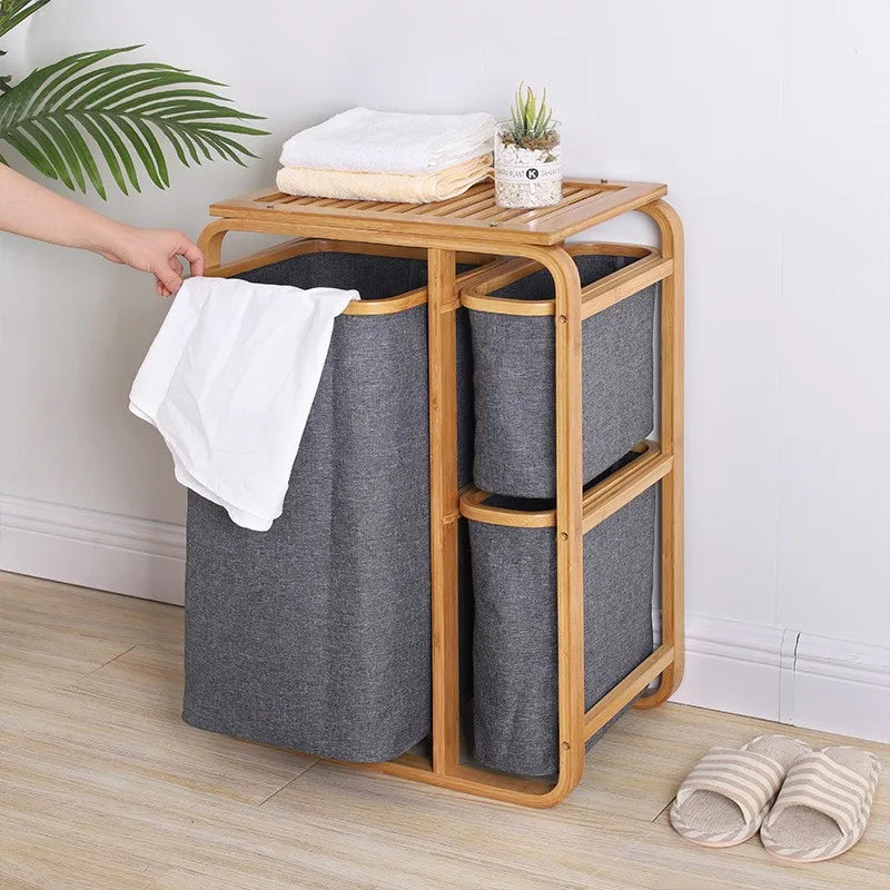 Panier à linge en bambou - Threesome-sympa™