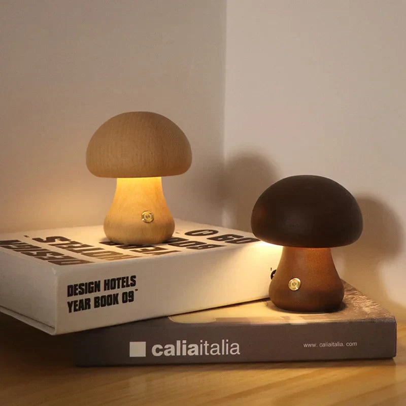 MushLume | Lampe en bois de champignon mystique