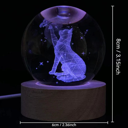 Lampe de chevet 3D Chat gravé au laser