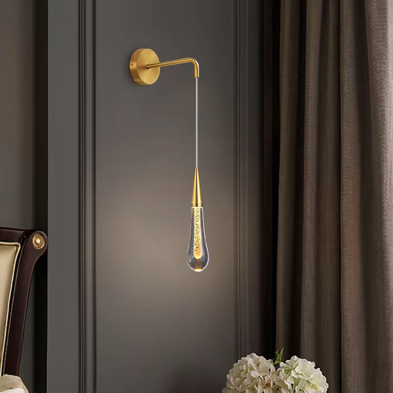 Suspension Luminaire en Verre Noir et Doré avec Bulles de Cristal - Éclairage Goutte d’Eau