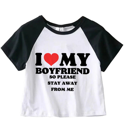 I love my boyfriend femme crop top