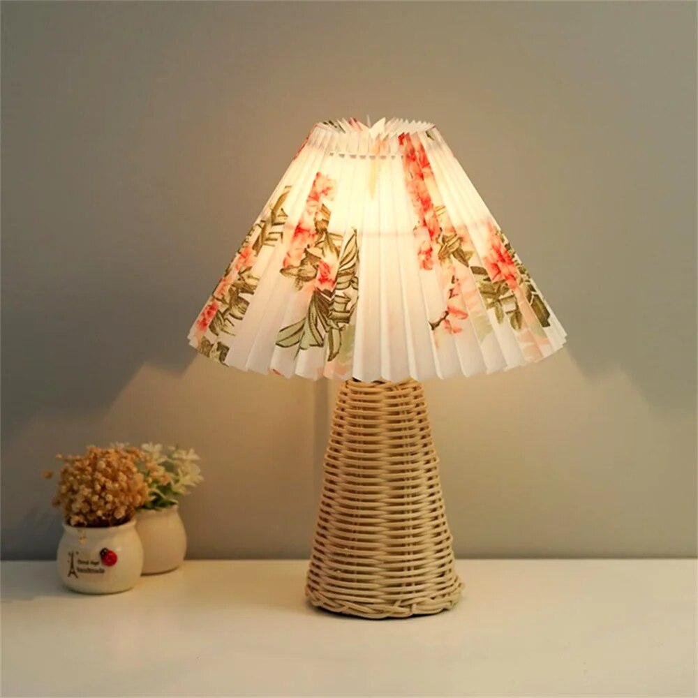 Lampe de chevet Industrielle Bois en Tissu