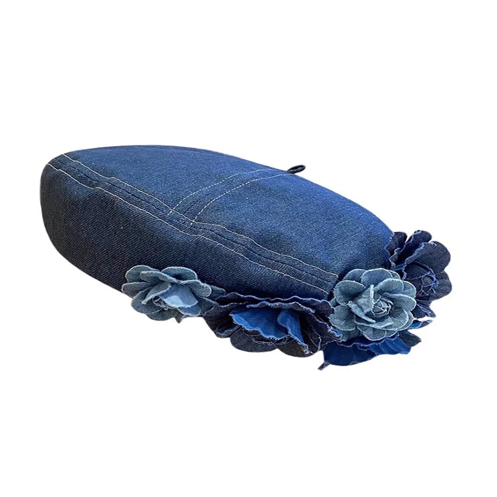 Béret Femme en Jean Fleur