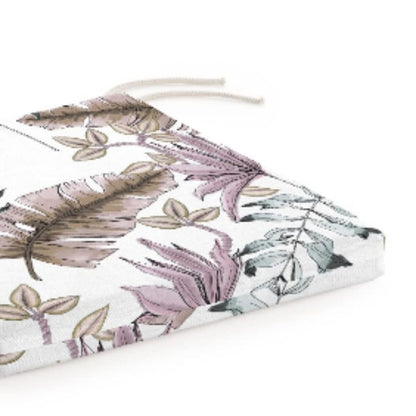 Coussin de chaise carré de jardin avec motif de feuilles tropicales