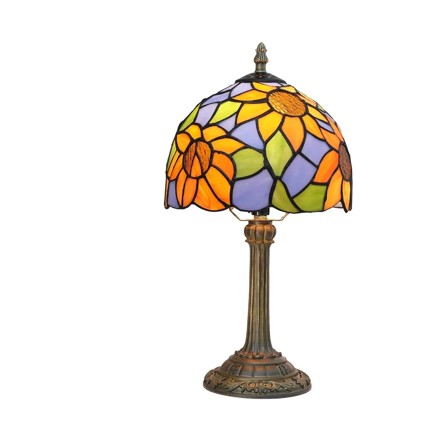 Lampe de chevet Tiffany en Verre Vitrail avec Motif
