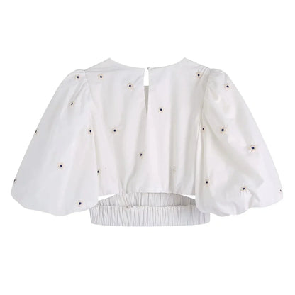 Crop top broderie blanc