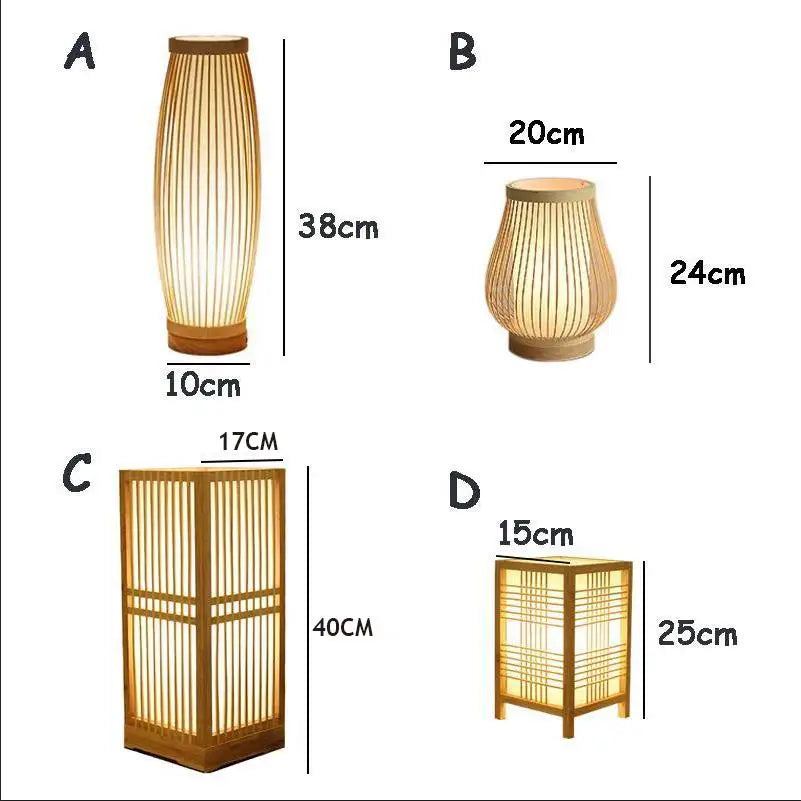 Lampe de Chevet Japonaise Zen en Bambou