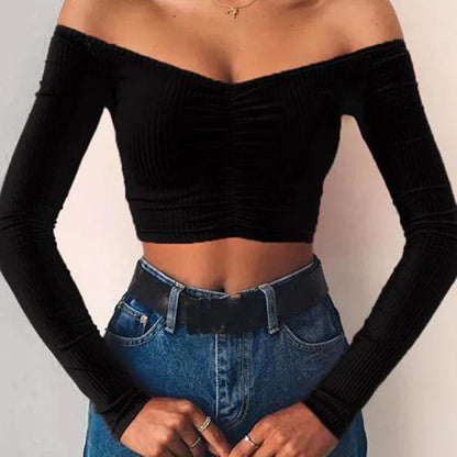 Crop top epaule dénudée