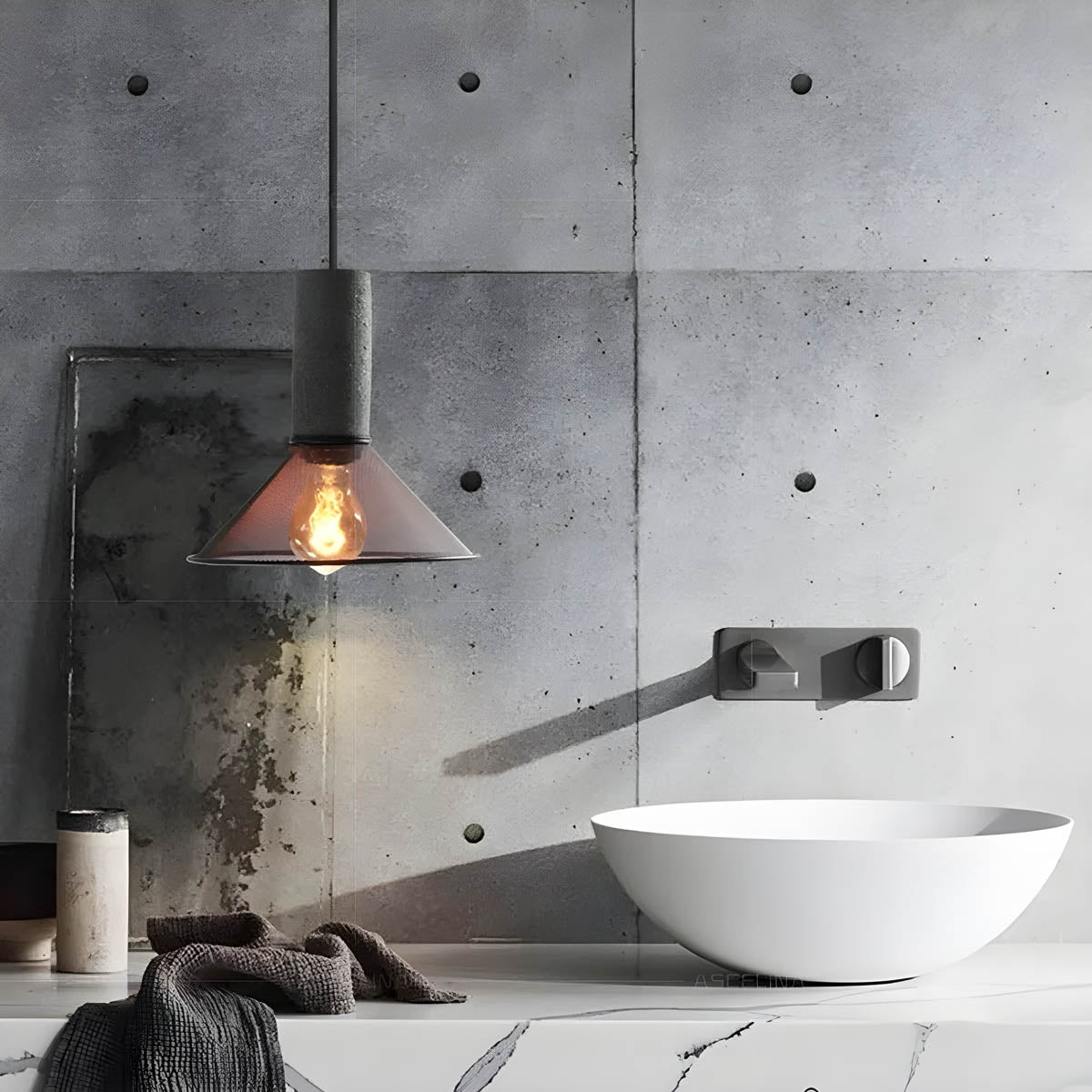 Suspension Shane Moderne en Béton et Fer – Lampe Design Industriel