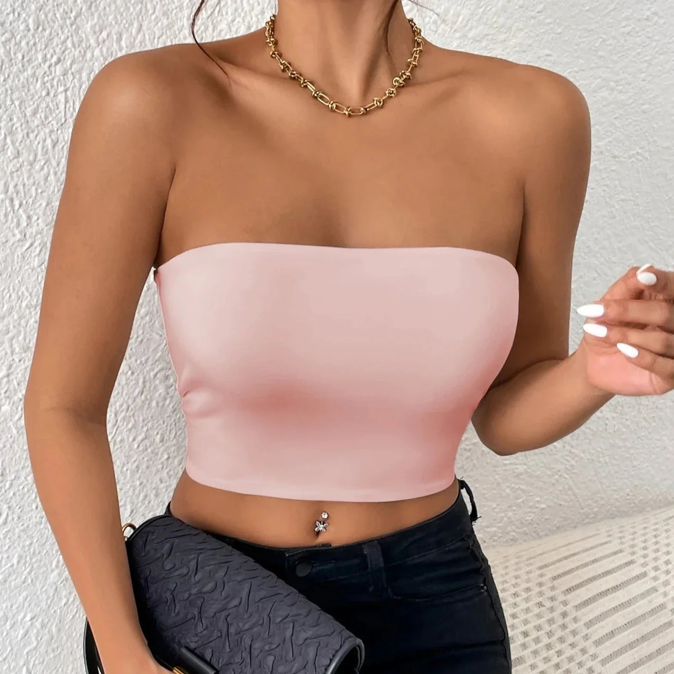 Femme sans bretelle crop top