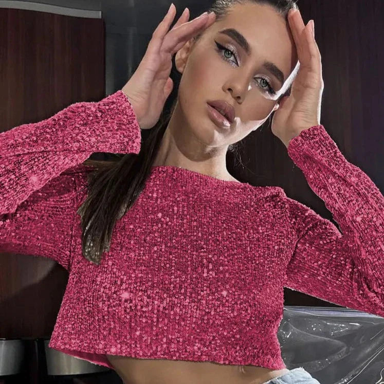 Femme crop top paillette