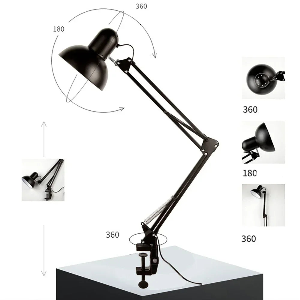 Lampe de Bureau Pliable à Clip Moderne