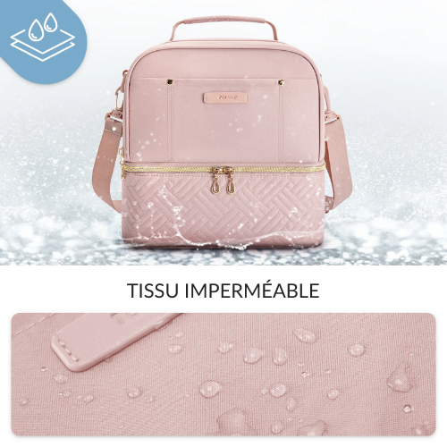 Sac Isotherme Rose Poudré Double Compartiment