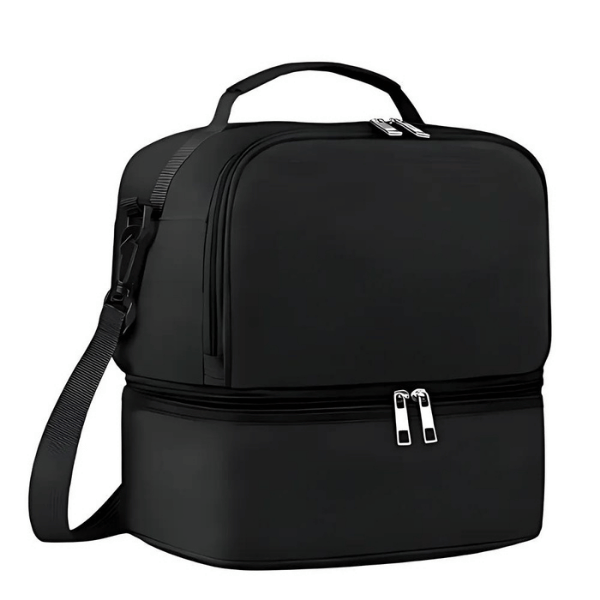 Lunch Bag Glacière Noir Double Compartiment