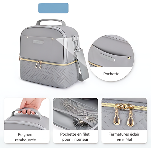 Sac Isotherme Gris Double Compartiment