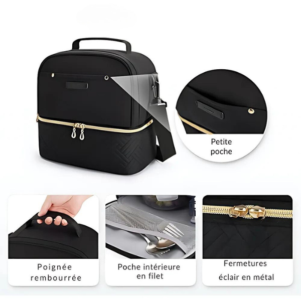 Sac Isotherme Noir Double Compartiment