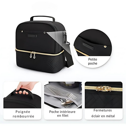 Sac Isotherme Noir Double Compartiment