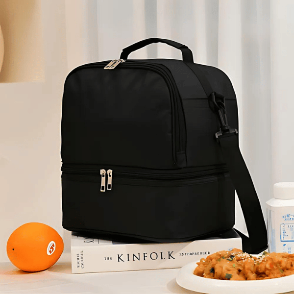 Lunch Bag Glacière Noir Double Compartiment