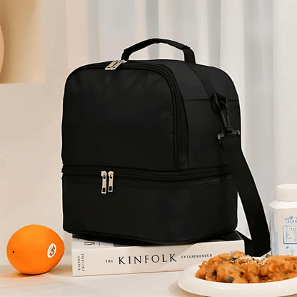 Lunch Bag Glacière Noir Double Compartiment