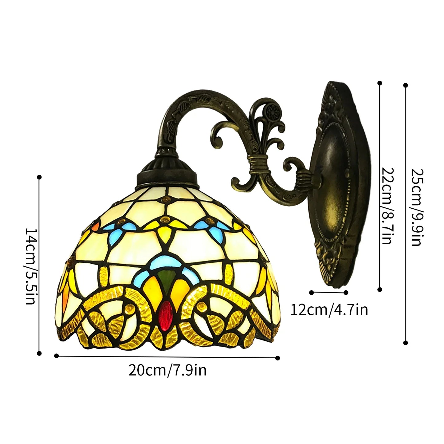 Lampe de chevet Murale Tiffany en Verre Teinté